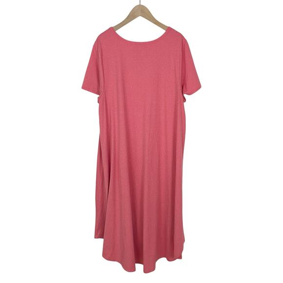Lularoe Carly High Low Short Sleeve Dress in Pink/Coral Size Large - Picture 2 of 6